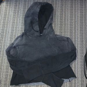 Grey To Black Dye Cropped Hoodie PacSun